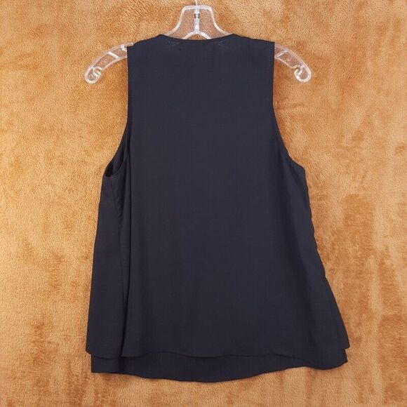 TROUVE Womens Top Medium Black Pullover Sleeveless Blouse Flowy Tank Pleated - Picture 3 of 7